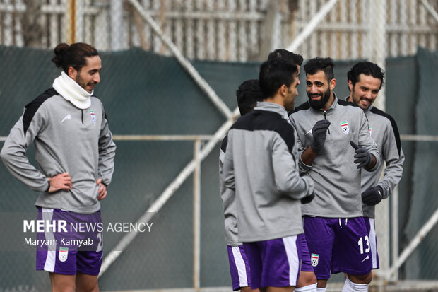 حسین کنعانی زادگان بازیکن تیم ملی در آخرین تمرین تیم ملی فوتبال ایران پیش از دیدار با عراق حضور دارد