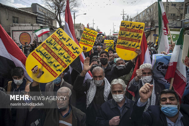 راهپیمایی مردم کرمانشاه در حمایت از مردم مظلوم یمن