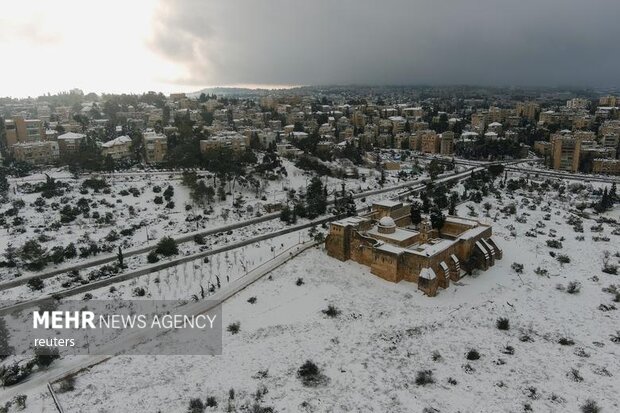بارش برف در مسجدالاقصی