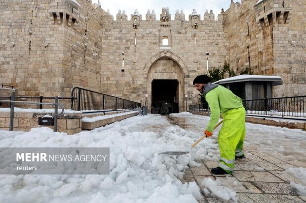 بارش برف در مسجدالاقصی