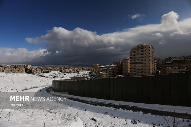 بارش برف در مسجدالاقصی