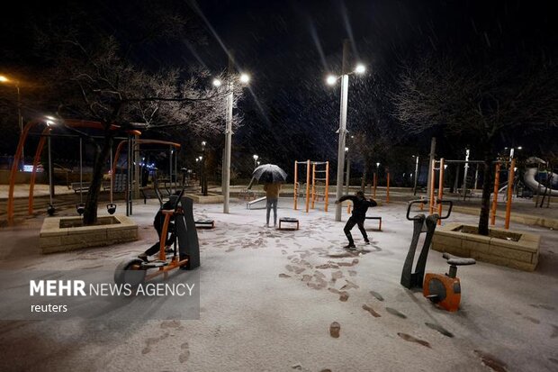 بارش برف در مسجدالاقصی