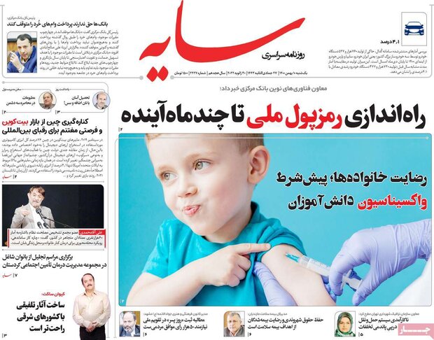 روزنامه‌های صبح یکشنبه ۱۰ بهمن ۱۴۰۰