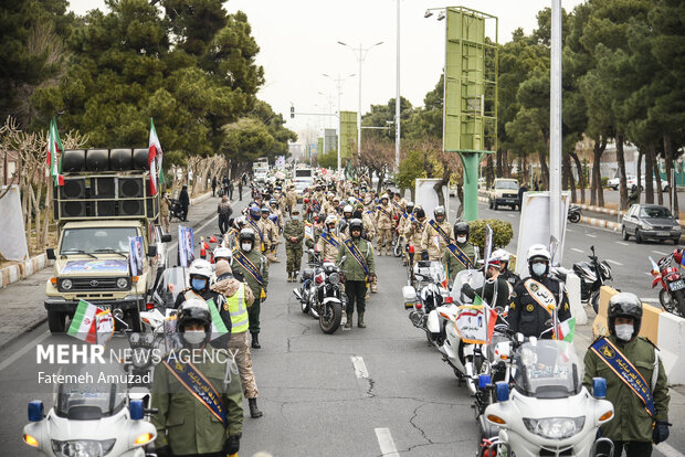 Parade of motorcyclists on the anniversary of the arrival of Imam Khomeini