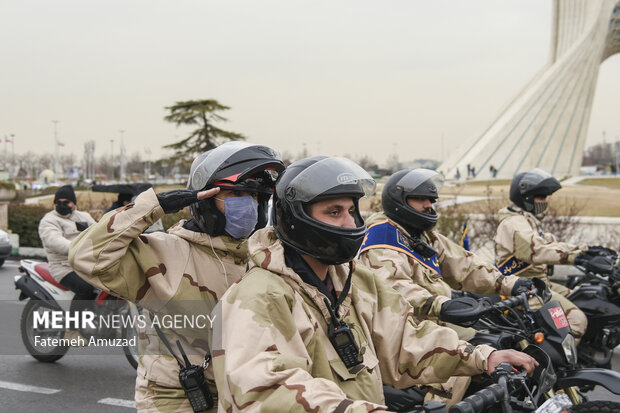 Parade of motorcyclists on the anniversary of the arrival of Imam Khomeini