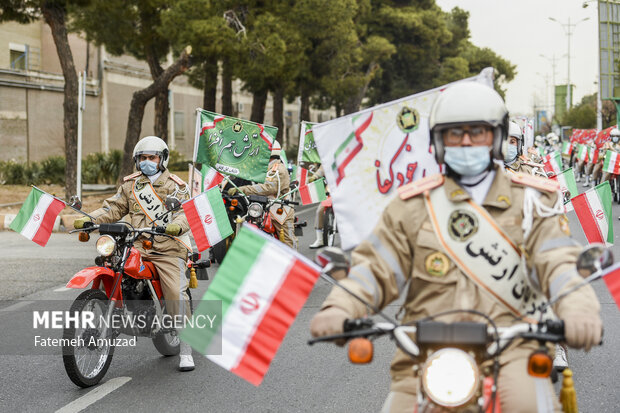 Parade of motorcyclists on the anniversary of the arrival of Imam Khomeini