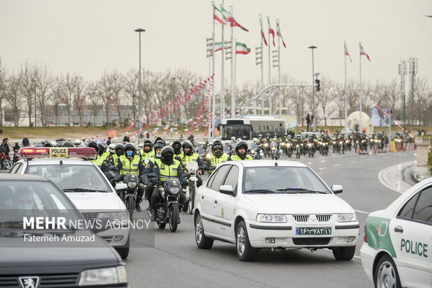 Parade of motorcyclists on the anniversary of the arrival of Imam Khomeini