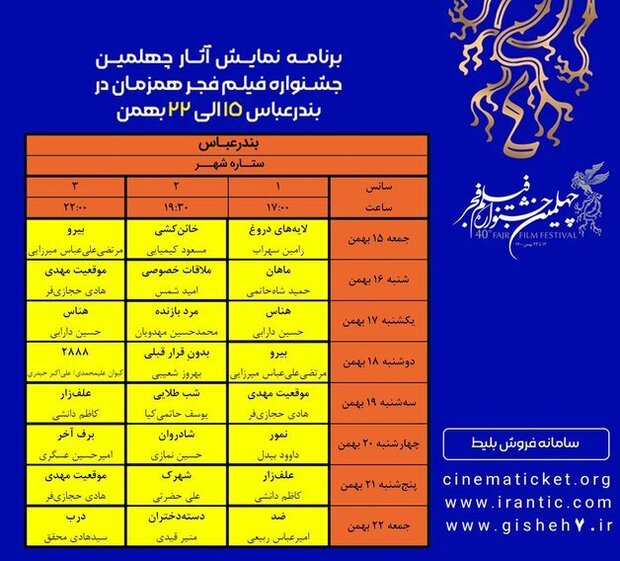 آثار جشنواره فیلم فجر در بندرعباس افزایش یافت
