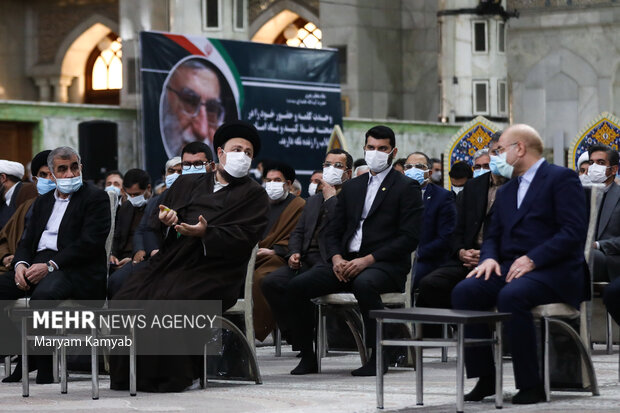  محمدباقر قالیباف رئیس مجلس و حجت الاسلام سید حسن خمینی در مراسم  تجدید میثاق با آرمان های امام (ره) حضور دارند