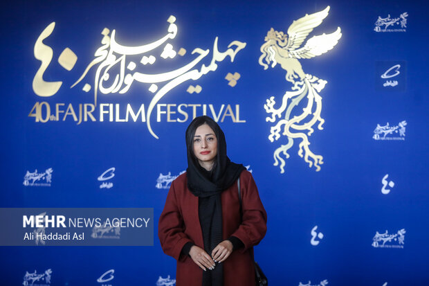صفورا خوش طینت بازیگر فیلم نگهبان شب در مراسم پیش از اکران فیلم خود در هفتمین روز چهلمین جشنواره فیلم فجر در برج میلاد تهران حضور دارد