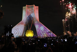 Laser light show at Azadi Tower on Revolution anniversary