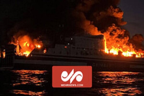 VIDEO: Vast fire outbreaks on an Italian ferry in Greek coast