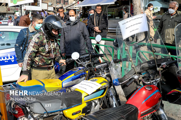 طرح انضباط بخشی تردد موتورسیکلت سواران صبح روز شنبه ۳۰ بهمن ماه در سراسر تهران برگزار شد