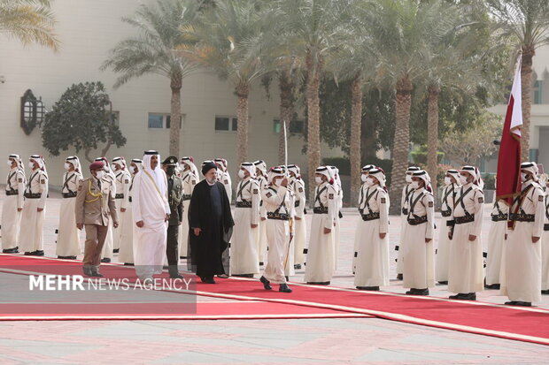 مراسم استقبال امير قطر للرئيس الايراني