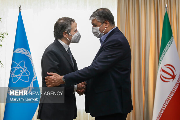 محمد اسلامی رئیس سازمان انرژی اتمی  و رافائل گروسی مدیرکل آژانس بین‌المللی انرژی اتمی صبح شنبه در محل سازمان انرژی اتمی دیدار کردند