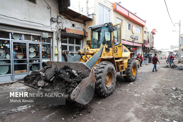 سنگفرش راسته مسگران بازار زنجان در آستانه عیدنوروز