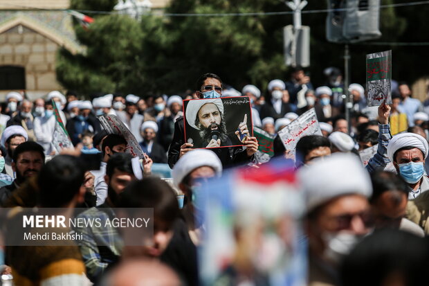 People in Qom protest Saudi mass executions