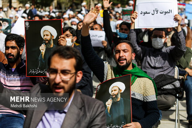 تجمع مردم تبریز در اعتراض به جنایات رژیم آل سعود