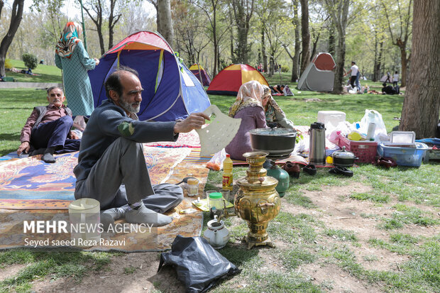 مردم تهران روز سیزدهم فروردین را با شادابی و طراوات بهار در دامن طبیعت  در پارک ملت تهران گذراندند