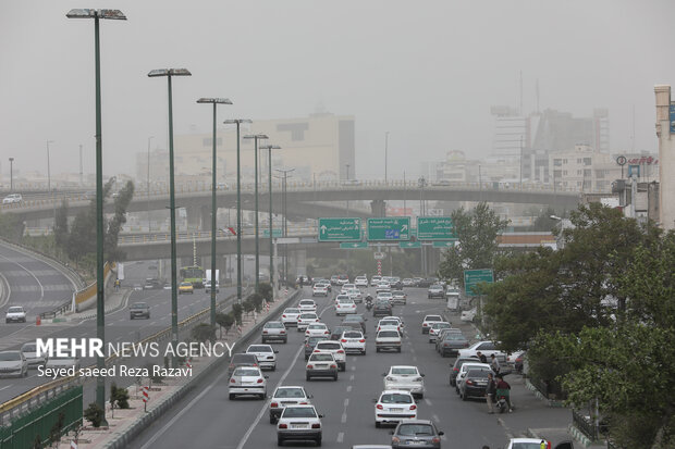 Tehran air pollution from sand storm