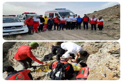عملیات امدادی در دل کوه/مصدوم حادثه منطقه «گیان» از مرگ نجات یافت