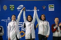 Iran Air Pistol women team takes gold at ISSF World Cup