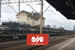 قطاری از تجهیزات نظامی غربی در حال حرکت به سمت مرزهای اوکراین