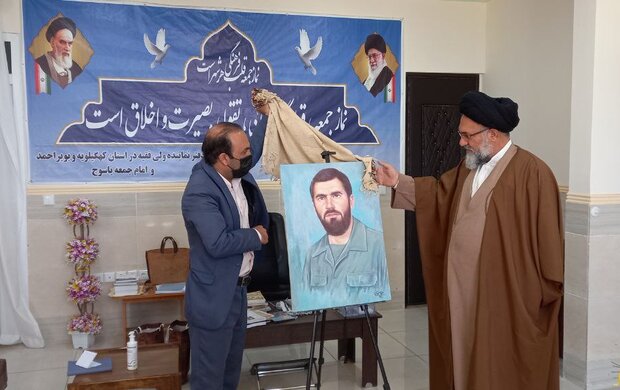 نقاشی پرتره سردار شهید هرمزپور در یاسوج رونمایی شد