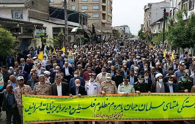 حضور پرشور مرزنشینان آستارایی در راهپیمایی روز قدس