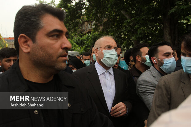 محمدباقر قالیباف رئیس مجلس شورای اسلامی در مراسم راهپیمایی روز جهانی قدس حضور دارد