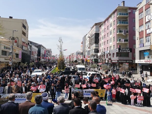 راهپیمایی مردم ترکیه در شهرهای مختلف به مناسبت روز قدس + تصاویر