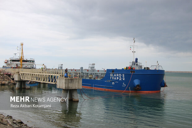 Ship docks at Caspian port in Gilan province