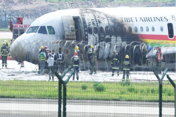 Chinese plane catches fire at airport during takeoff 