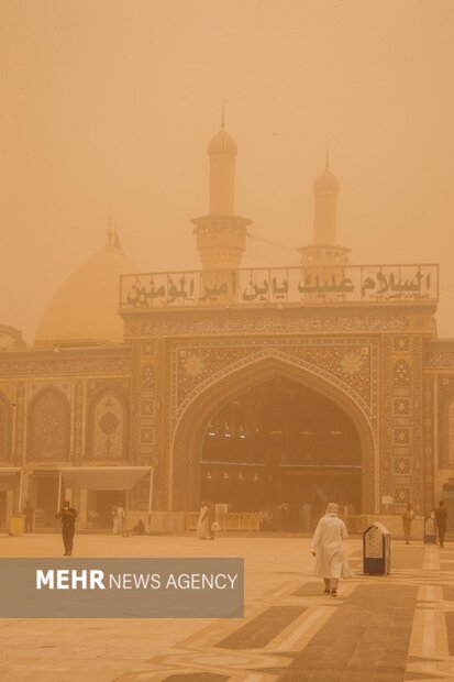 تصاویری از گرد و غبار شدید در کربلای معلی و بین الحرمین 