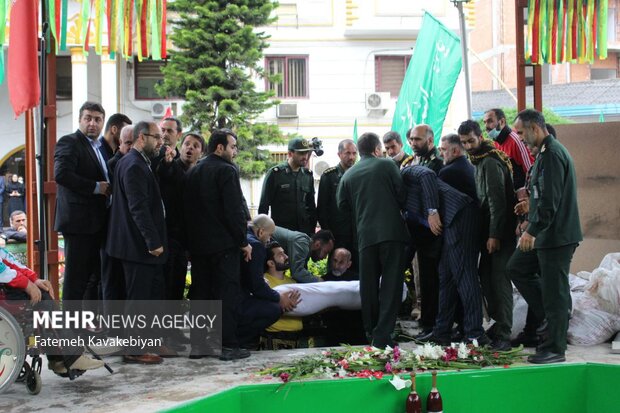 مراسم تشییع و تدفین شهدای گمنام در استانداری و اداره ورزش استان مازندران