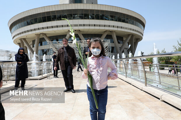 Flag of Imam Reza (PBUH) holy shrine installed at Milad Tower