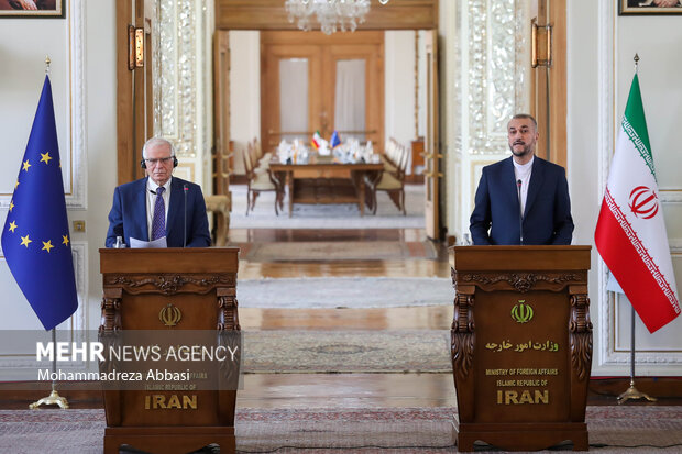ایرانی وزیر خارجہ اور جوزپ بوریل کی پریس کانفرنس؛ ہم مذاکرات دوبارہ شروع کرنے کے لئے تیار ہیں