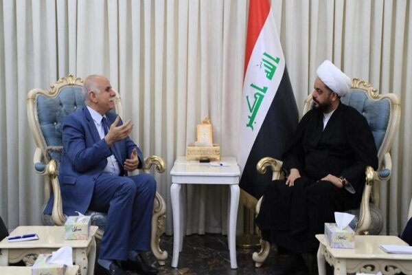 رایزنی دبیر کل جنبش عصائب اهل الحق عراق با سفیر فلسطین در بغداد