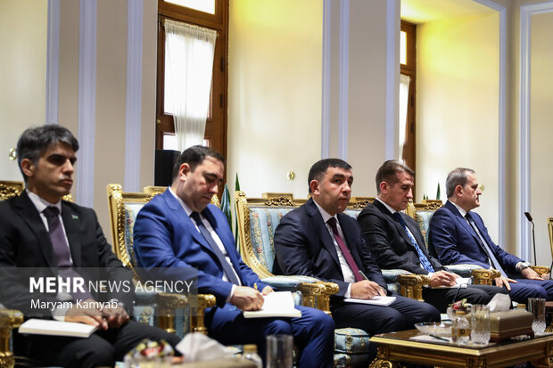 هیات همراه وزیر امور خارجه آذربایجان در  دیدار با محمدباقر قالیباف رئیس مجلس شورای اسلامی حضور دارند 