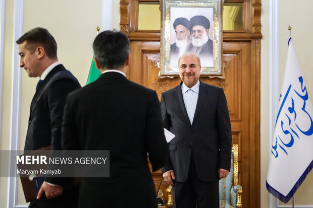 محمدباقر قالیباف رئیس مجلس شورای اسلامی در دیدار با جیحون بایرام اف وزیر امور خارجه جمهوری آذربایجان حضور دارد