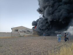 وقوع آتش‌سوزی در کارخانه سبدسازی مشگین شهر