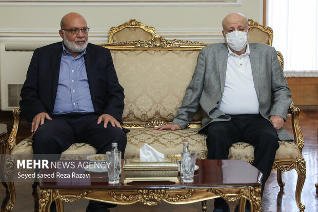 هیات عمرا زیاد نخاله دبیر کل جهاد اسلامی در دیدار با وزیر امور خارجه ایران حضور دارند