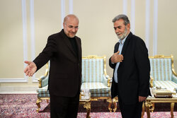 دیدار دبیر کل جهاد اسلامی با رئیس مجلس شورای اسلامی ایران