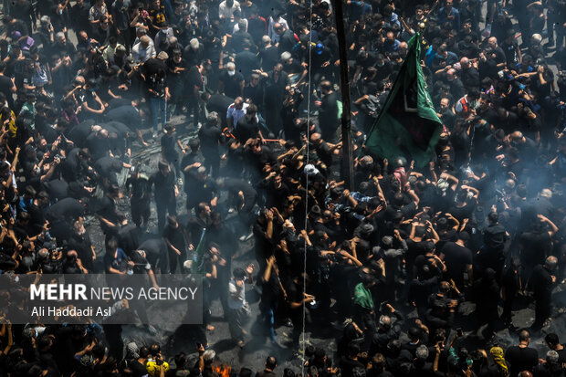 Tent-burning ceremony in Ashura in Tehran Bazaar