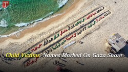 Child victims' names marked on Gaza shore