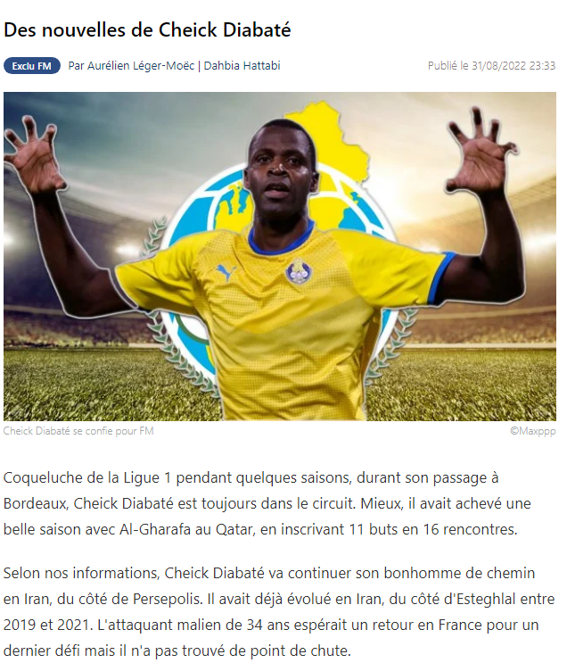 بازگشت دیاباته به فرانسه بینتیجه ماند/ «شیخ» در راه پرسپولیس