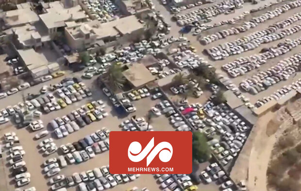 تصاویر هوایی از مهران که به پارکینگ خودروها تبدیل‌ شده است