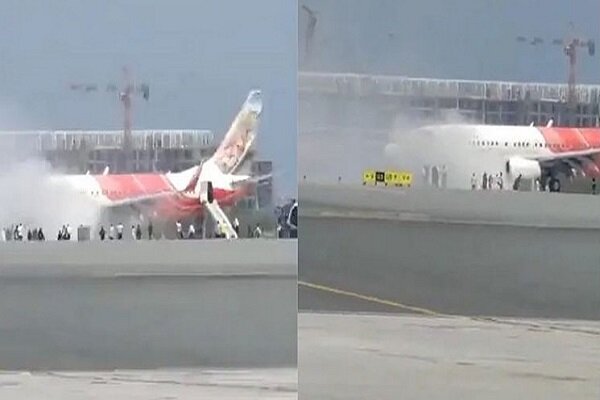 آتش گرفتن هواپیمای هندی در فرودگاه مسقط