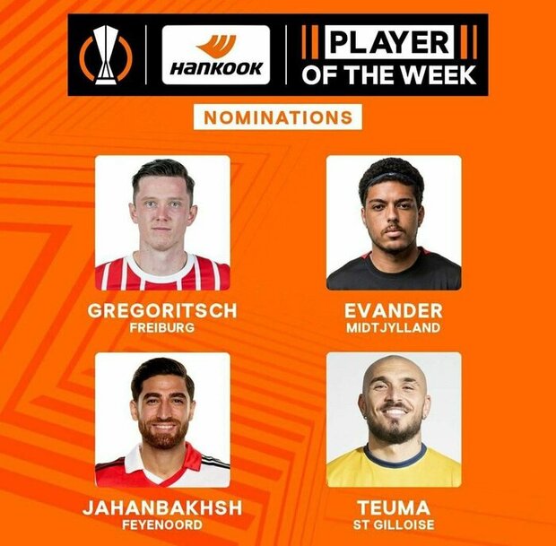 Iranian winger nominated for EUFA player of week