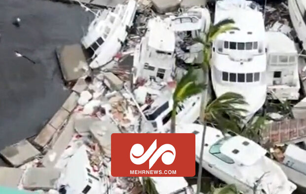 گره خوردن قایق‌ها و خودروها پس از طوفان ایان در فلوریدا آمریکا